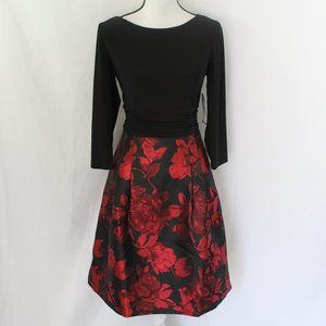 Jessica Howard Black Red Floral Dress NWT